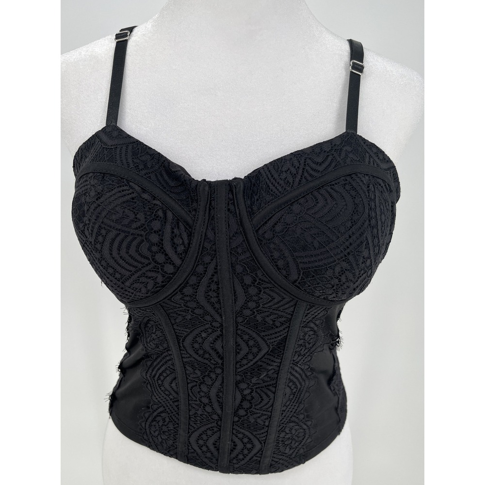 No Boundaries Black Lace Bustier Corset Top Concert S Y2K Goth Clubwear Festival